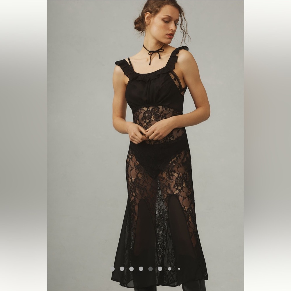 NWT By Anthropologie Sheer Lace Midi Dress